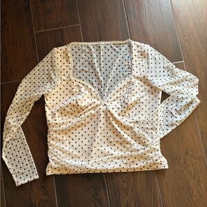Abercrombie & Fitch White and Black Polka Dot Blouse